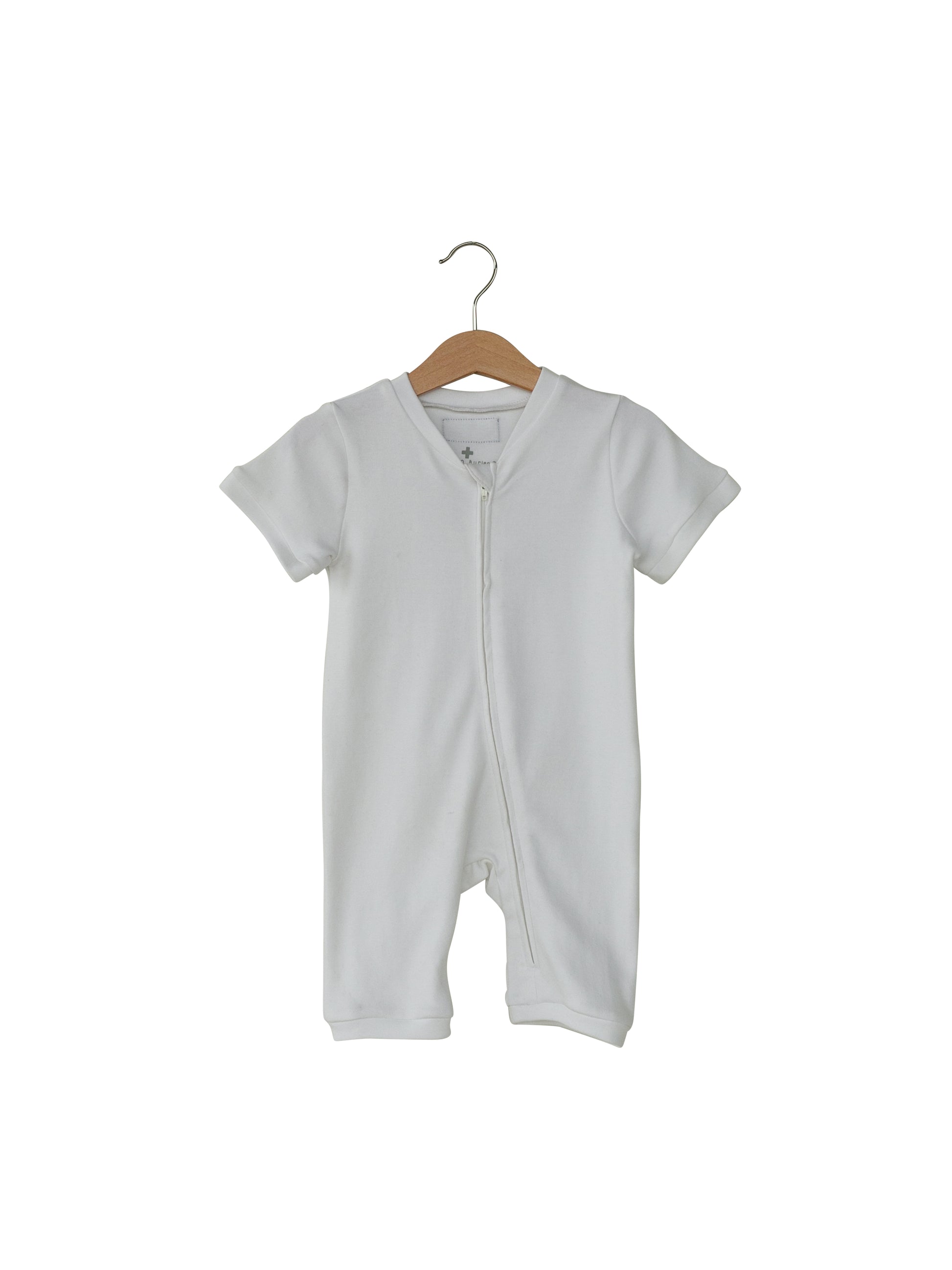 Organic Short Sleeve Zip Romper | GOTS Certified Organic Cotton | Solid Colors