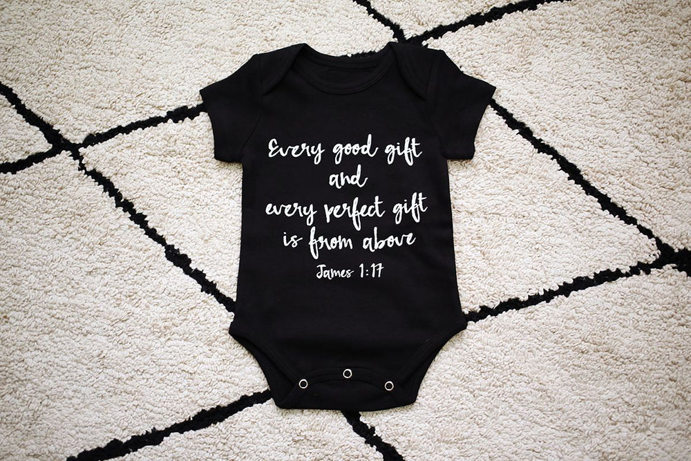 
                  
                    Load image into Gallery viewer, Organic Short Sleeve Bodysuit  -  James 1:17
                  
                