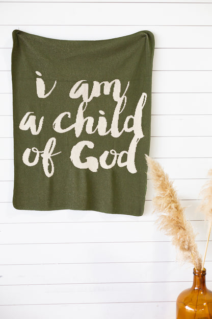 I Am a Child of God Recycled Cotton Throw Blanket | Made in USA