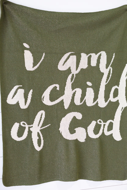 I Am a Child of God Recycled Cotton Throw Blanket | Made in USA