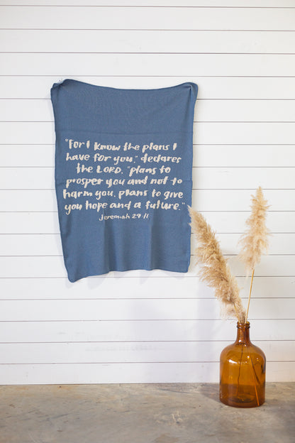 Jeremiah 29:11 Recycled Cotton Throw Blanket | Made in USA