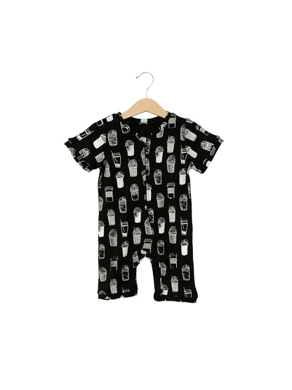 Organic Short Sleeve Zip Romper | GOTS Certified Organic Cotton | Signature Prints