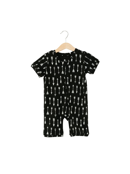 Organic Short Sleeve Zip Romper | GOTS Certified Organic Cotton | Signature Prints