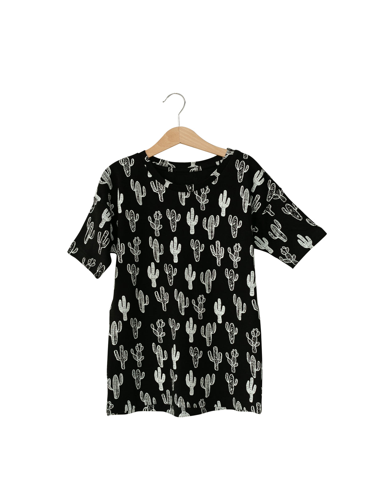 Organic Slouch Dress | GOTS Certified Organic Cotton | White on Black Signature Prints