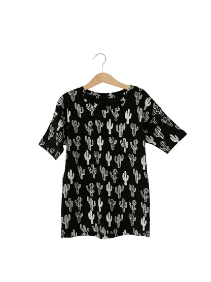 Organic Slouch Dress | GOTS Certified Organic Cotton | White on Black Signature Prints