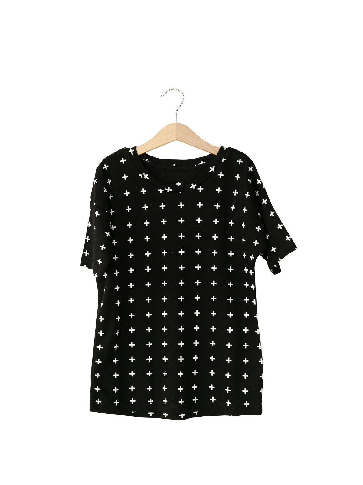 Organic Slouch Dress | GOTS Certified Organic Cotton | White on Black Signature Prints