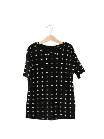 Organic Slouch Dress | GOTS Certified Organic Cotton | White on Black Signature Prints