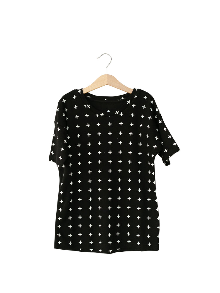 
                  
                    Load image into Gallery viewer, Organic Slouch Dress -  WHITE ON BLACK PRINTS
                  
                