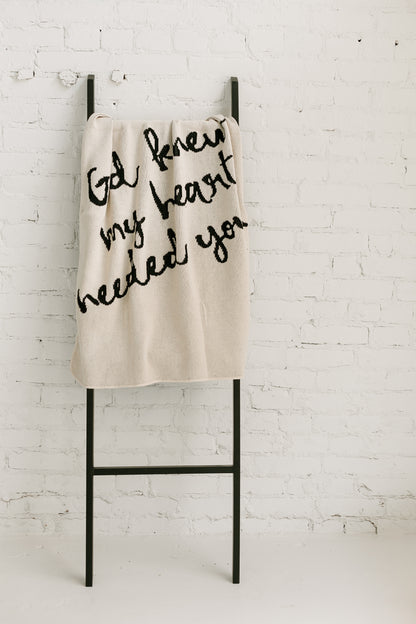 Made in the USA | Recycled Cotton Blend  God knew my heart needed you Throw Blanket