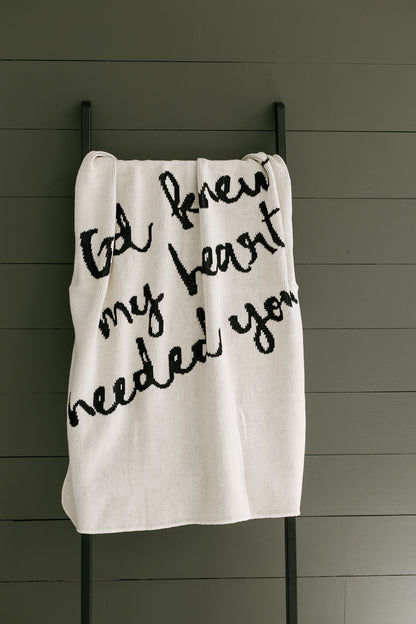 Made in the USA | Recycled Cotton Blend  God knew my heart needed you Throw Blanket