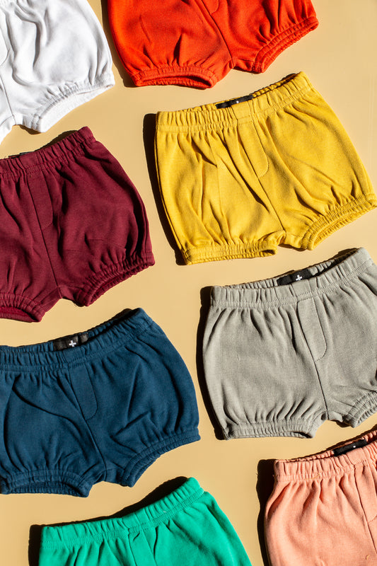 Solid color organic kids shorts by Modern Burlap