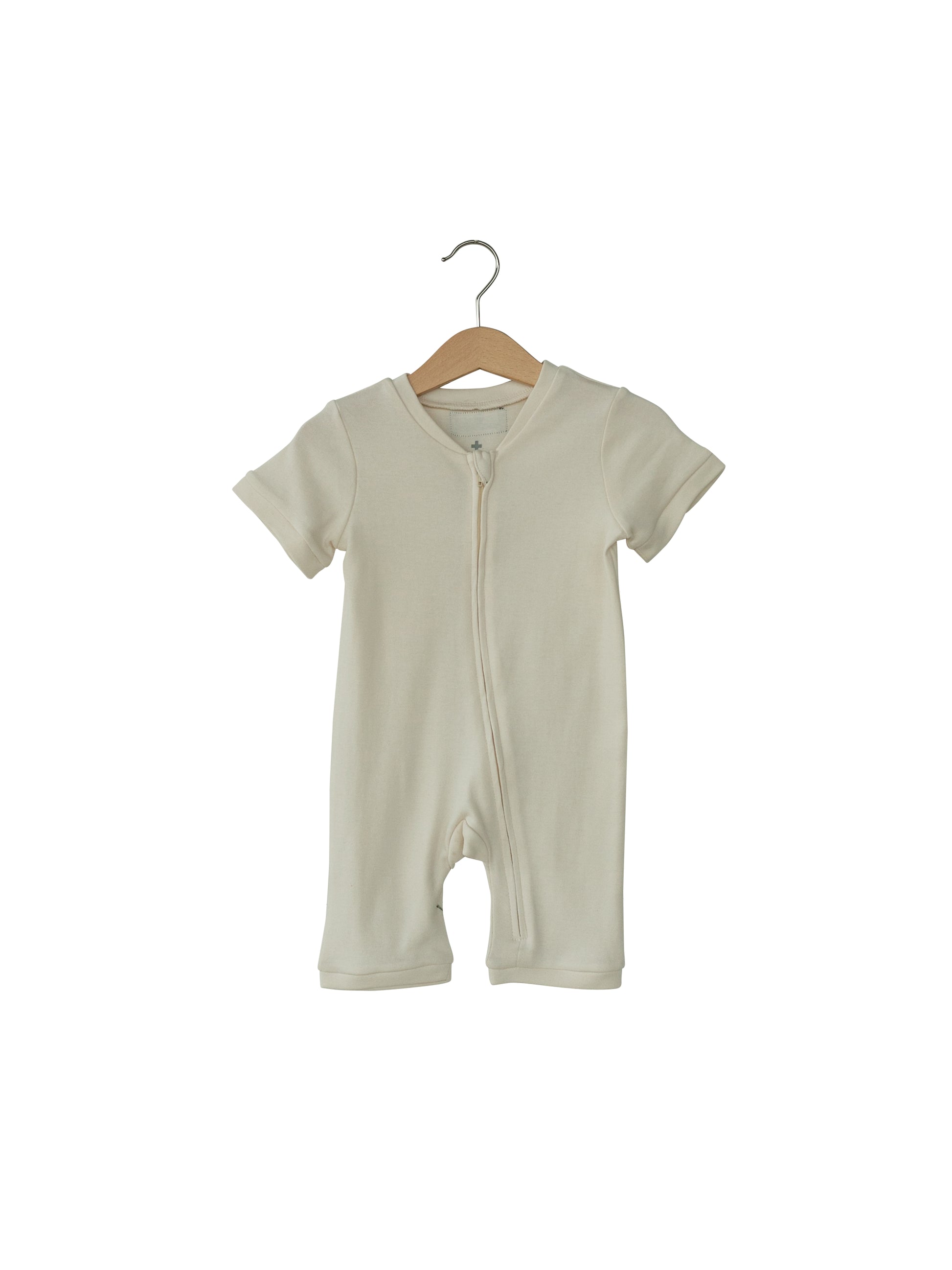 Organic Short Sleeve Zip Romper | GOTS Certified Organic Cotton | Solid Colors