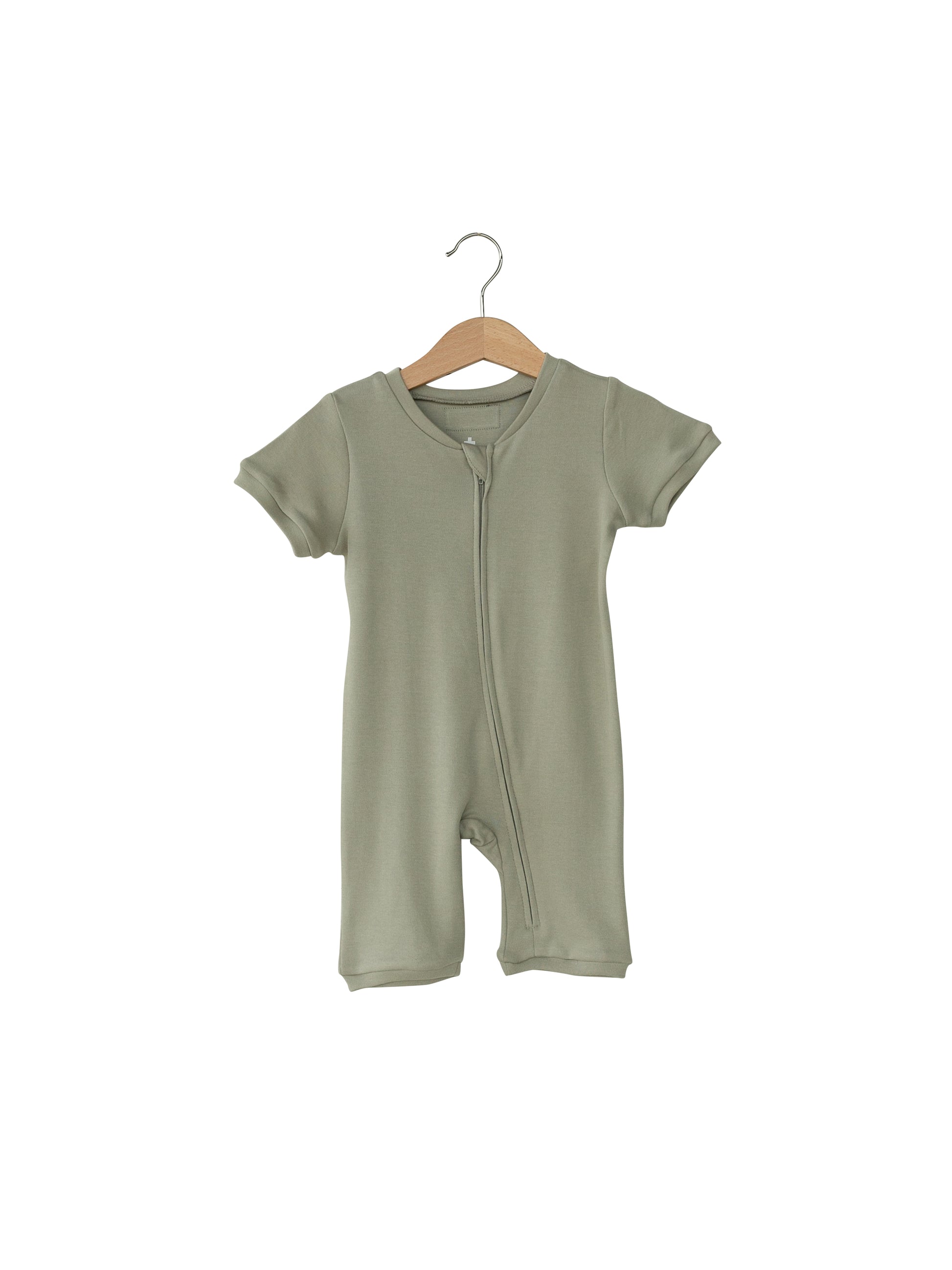 Organic Short Sleeve Zip Romper | GOTS Certified Organic Cotton | Solid Colors