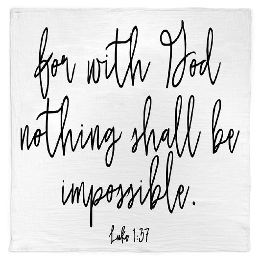 Luke 1:37 organic Scripture swaddle by Modern Burlap