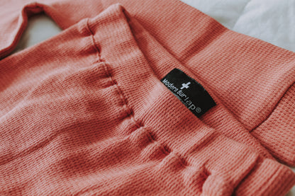 Organic Thermal Baby + Kids Pajama Set | Aragon — Close-up of thermal fabric and neckline