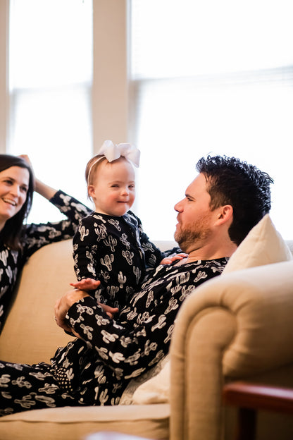 FINAL SALE - Women's Pajama Set in Organic Cotton -  WHITE ON BLACK CACTUS©, product image 9