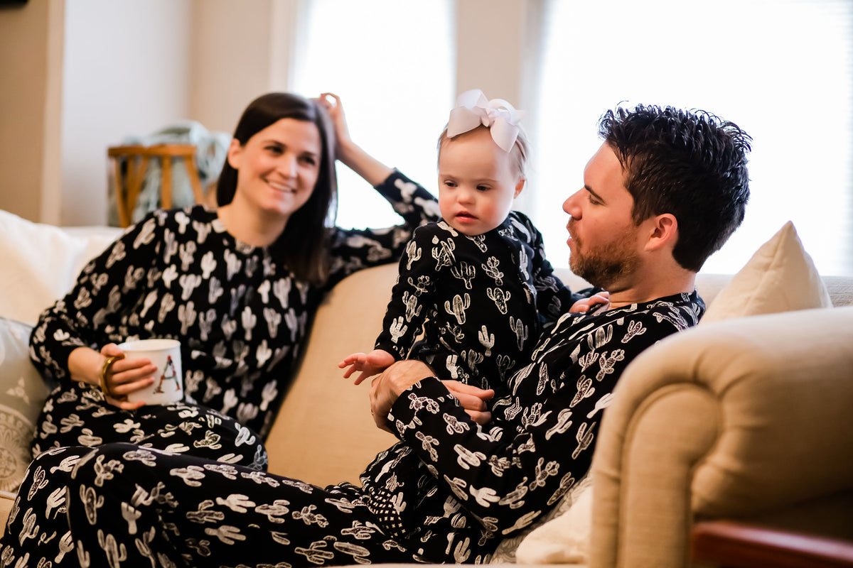 FINAL SALE - Women's Pajama Set in Organic Cotton -  WHITE ON BLACK CACTUS©, product image 10