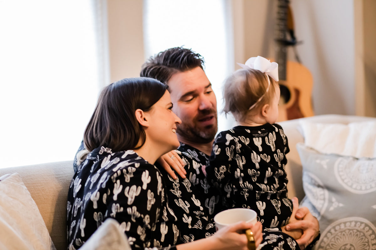 FINAL SALE - Women's Pajama Set in Organic Cotton -  WHITE ON BLACK CACTUS©, product image 16