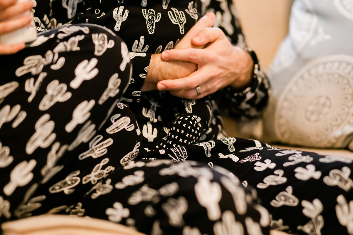 FINAL SALE - Women's Pajama Set in Organic Cotton -  WHITE ON BLACK CACTUS©, product image 19