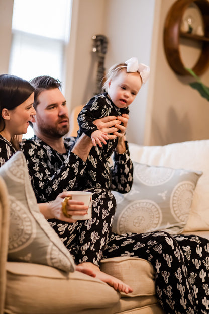 FINAL SALE - Women's Pajama Set in Organic Cotton -  WHITE ON BLACK CACTUS©, product image 20