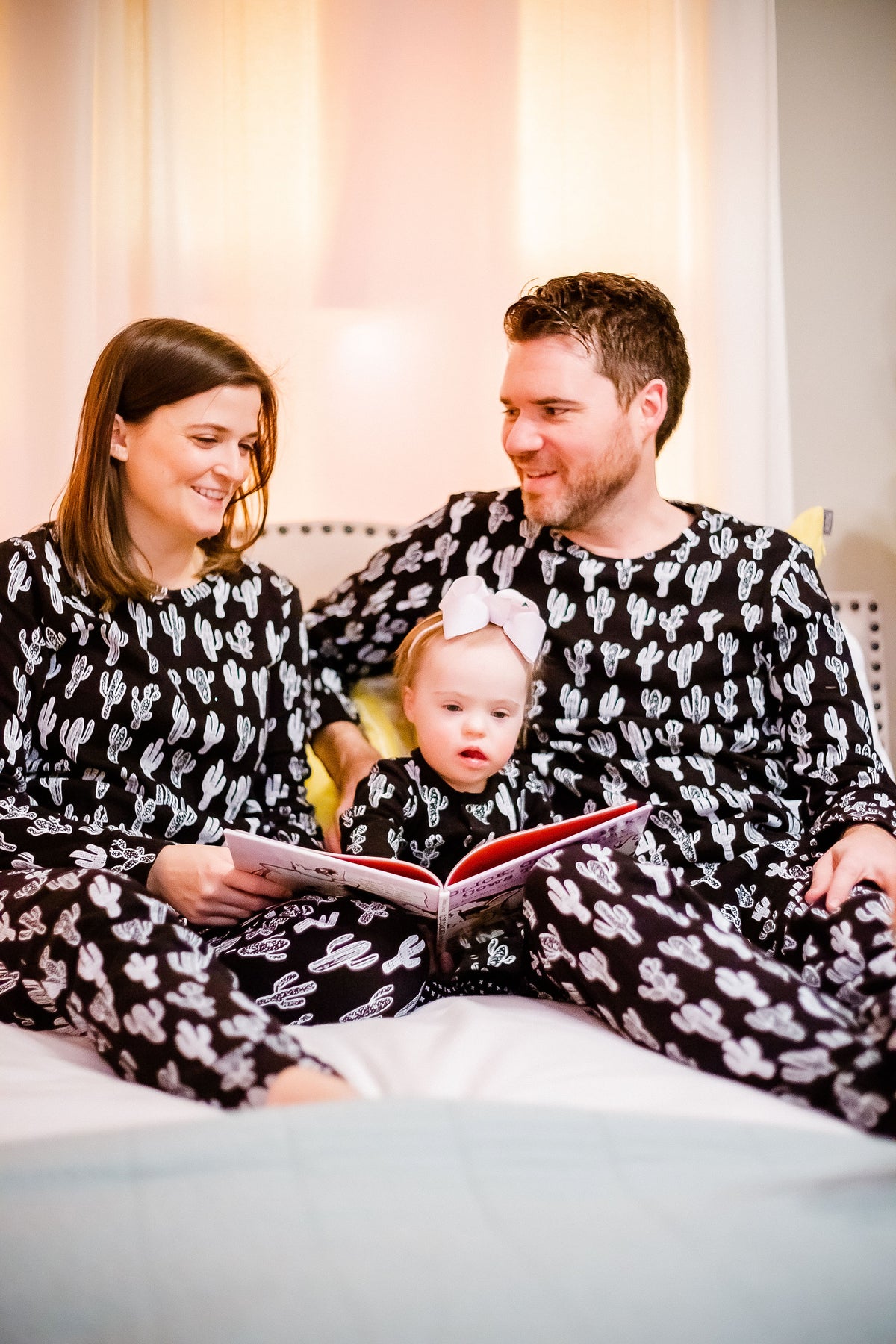 FINAL SALE - Women's Pajama Set in Organic Cotton -  WHITE ON BLACK CACTUS©