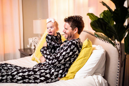 Women's organic cotton pajama set in white-on-black cactus print