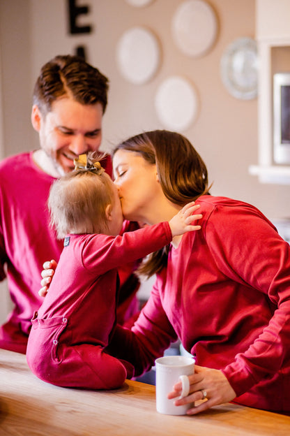 FINAL SALE - Women's Pajama Set in Organic Cotton -  MAROON, product image 17