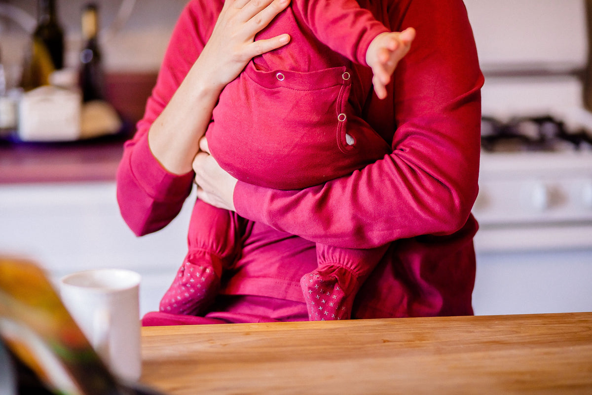 Women's organic cotton pajama set in maroon
