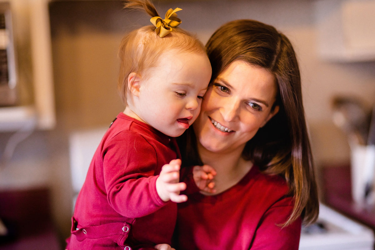 Women's organic cotton pajama set in maroon