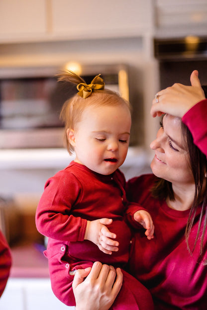 Women's organic cotton pajama set in maroon