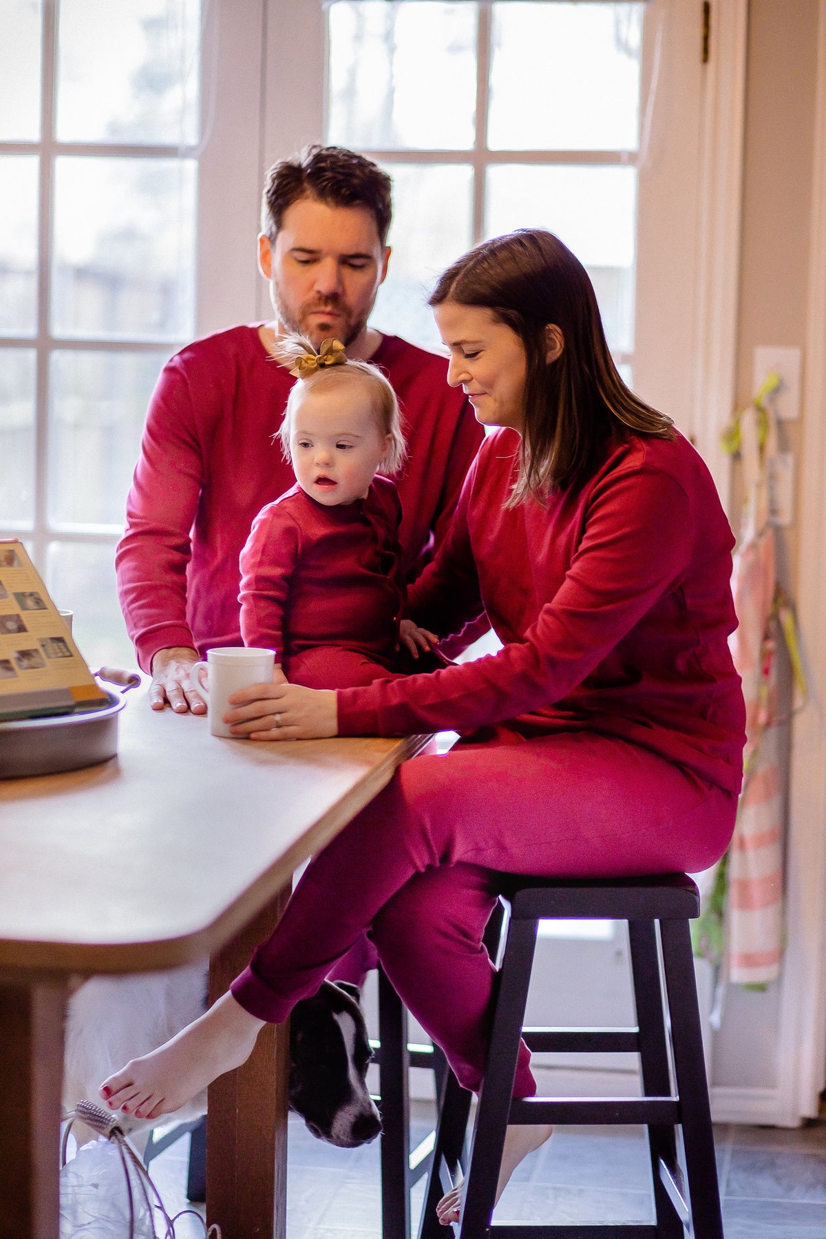 Women's organic cotton pajama set in maroon