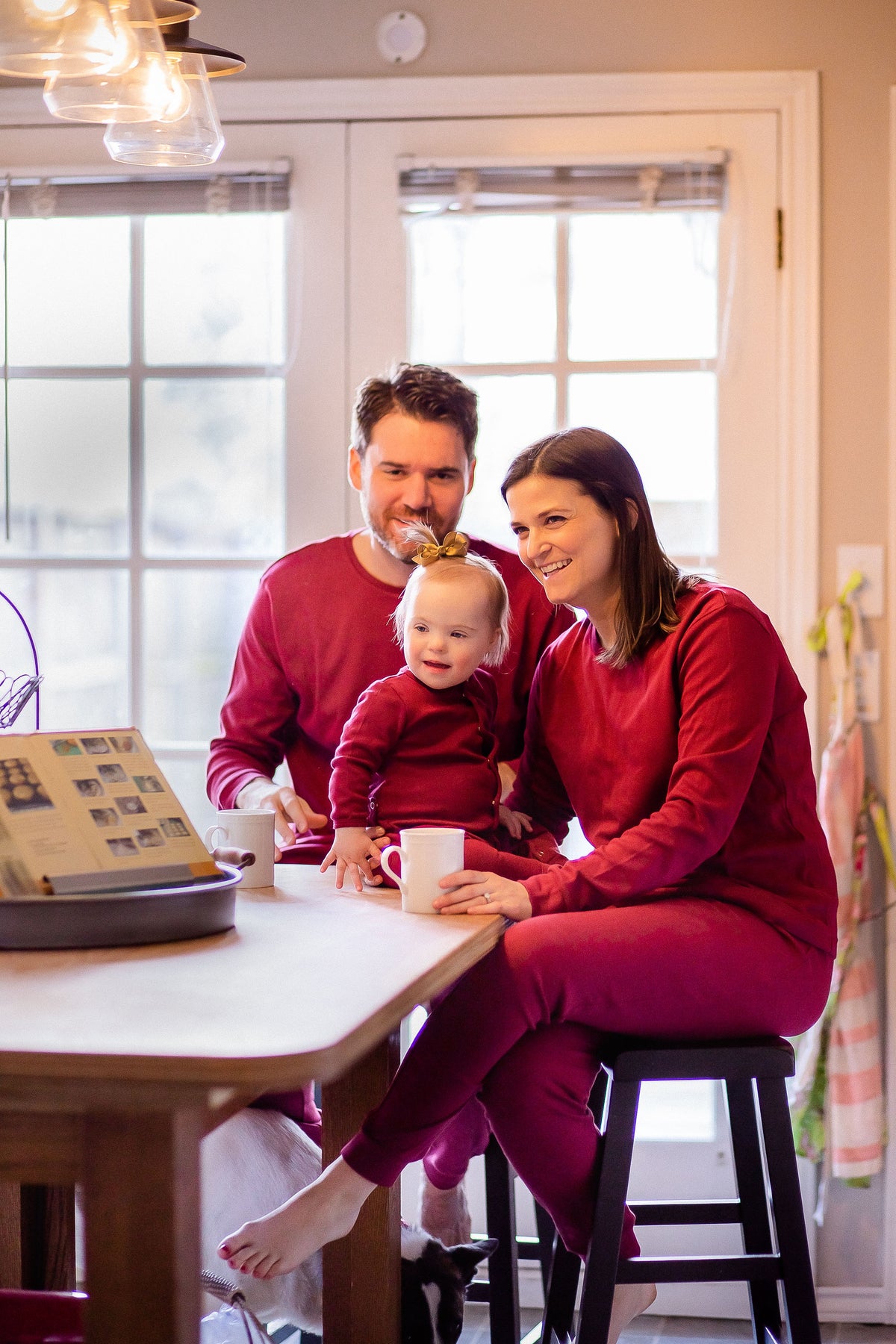 Women's organic cotton pajama set in maroon