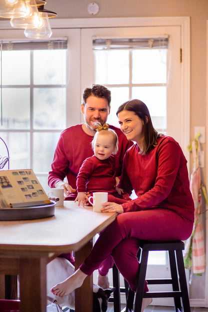 Women's organic cotton pajama set in maroon