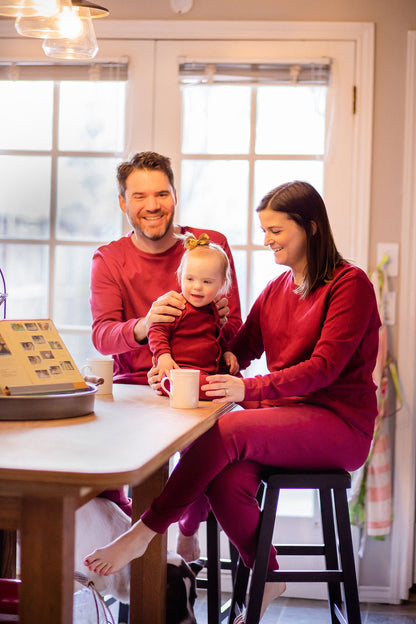 Women's organic cotton pajama set in maroon