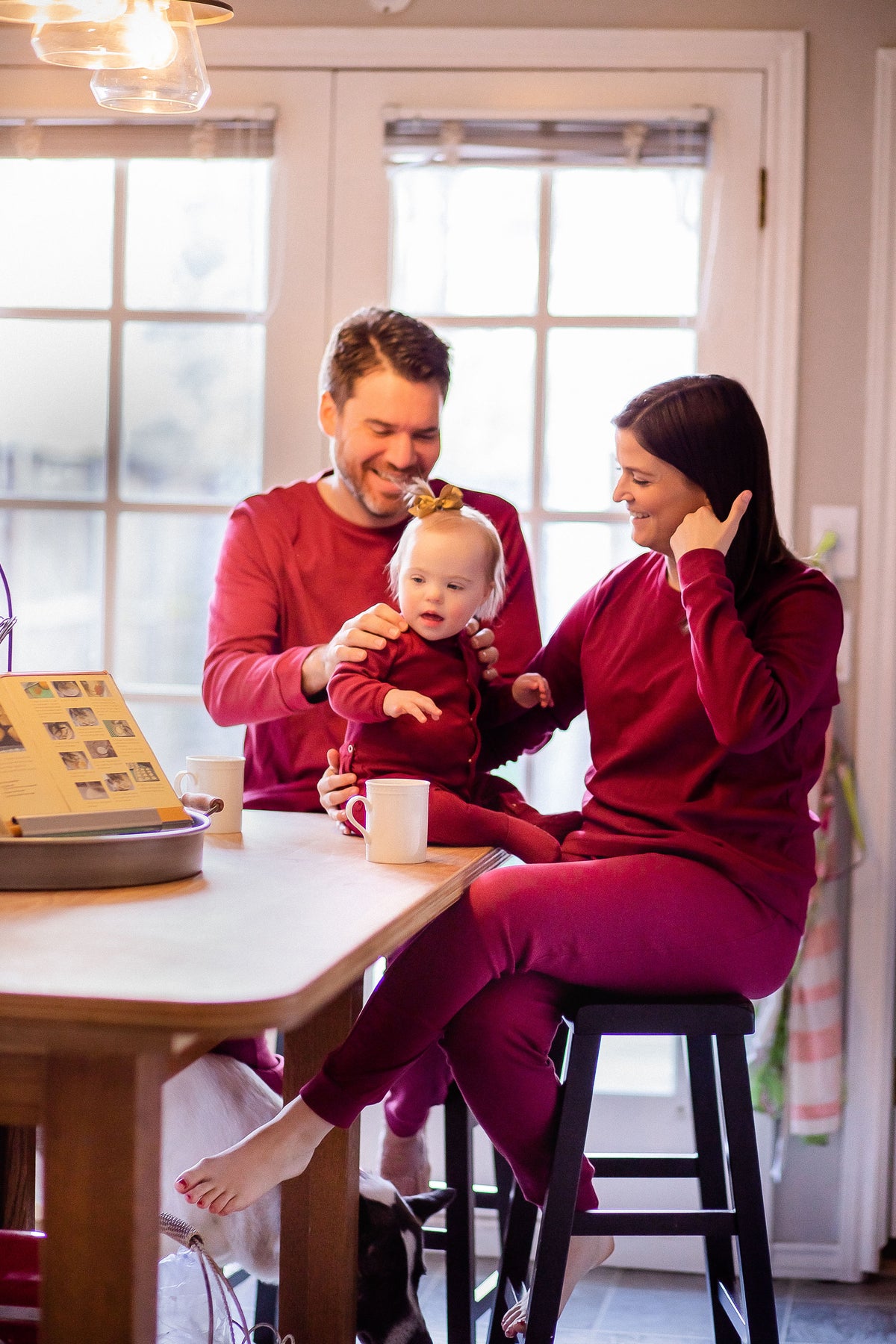Women's organic cotton pajama set in maroon