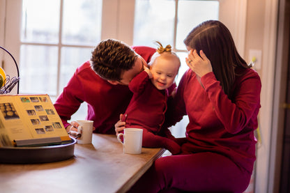 Women's organic cotton pajama set in maroon
