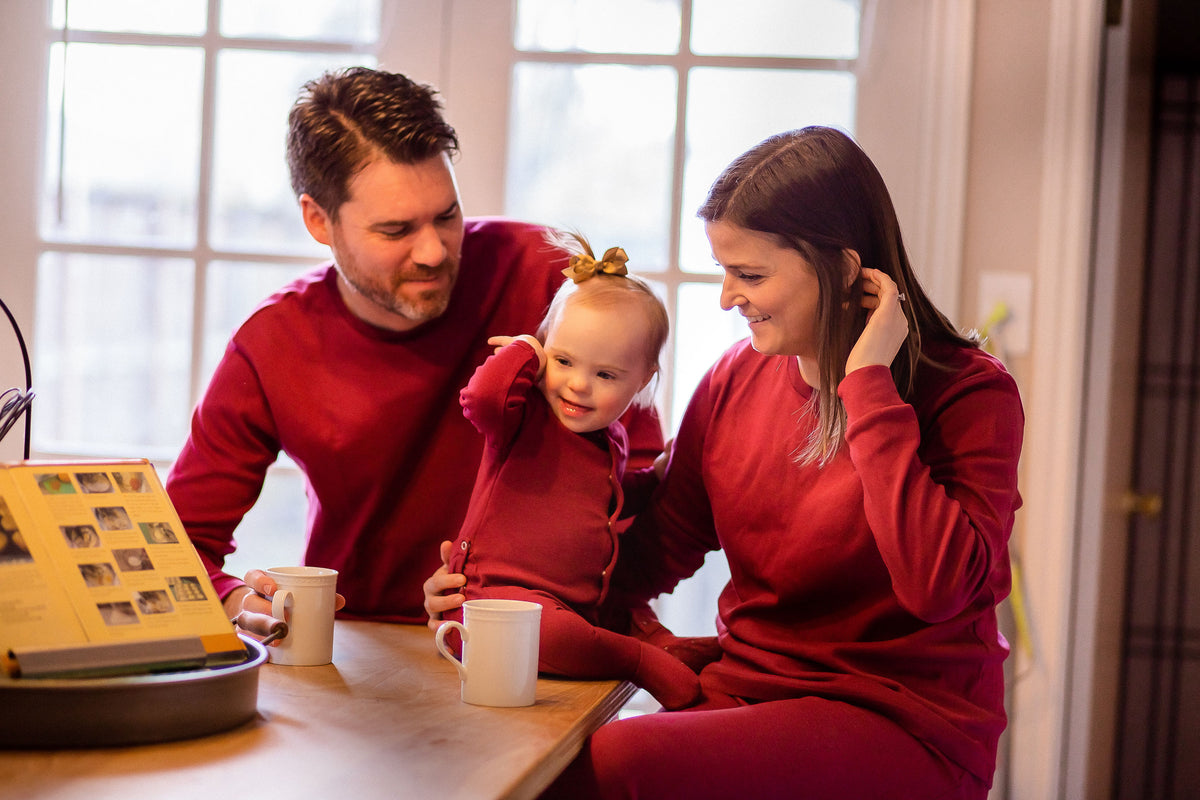 Women's organic cotton pajama set in maroon
