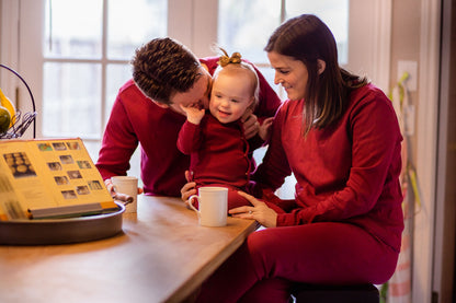 Women's organic cotton pajama set in maroon