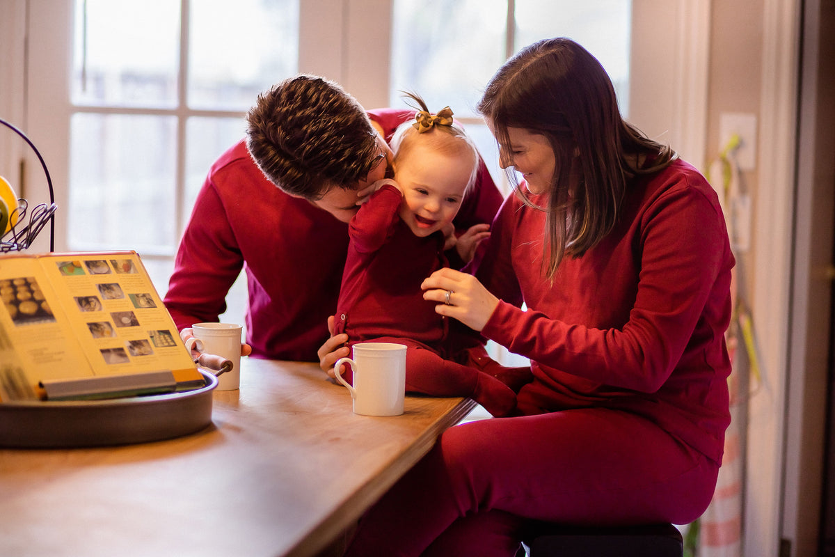 Women's organic cotton pajama set in maroon