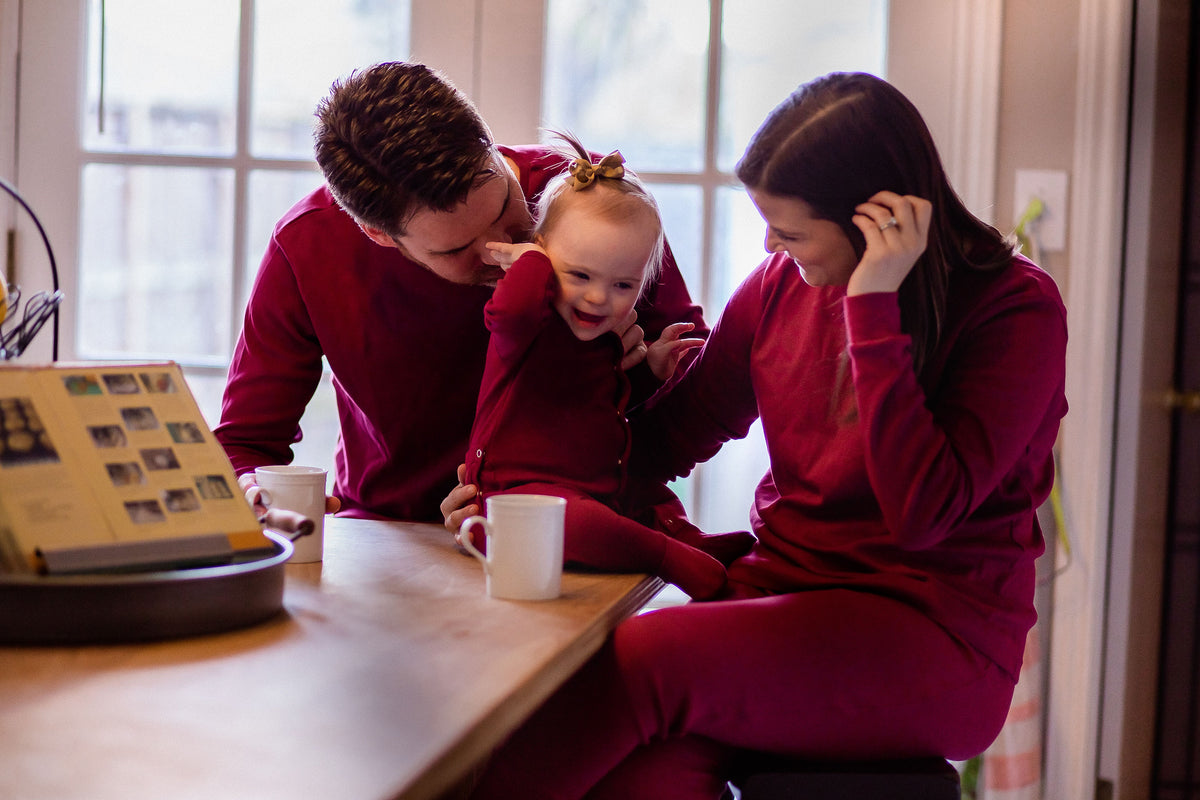 Women's organic cotton pajama set in maroon