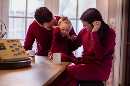 Women's organic cotton pajama set in maroon