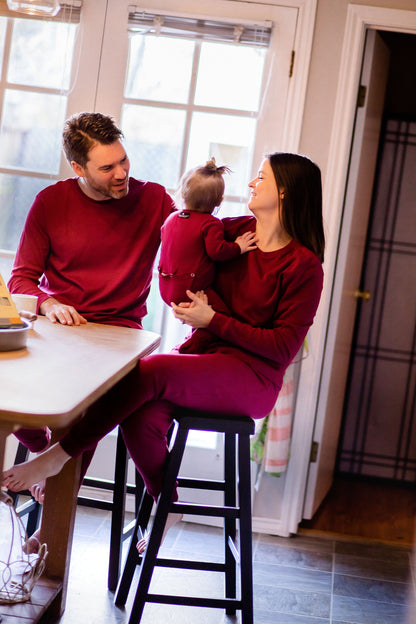 Women's organic cotton pajama set in maroon