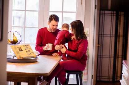 Women's organic cotton pajama set in maroon