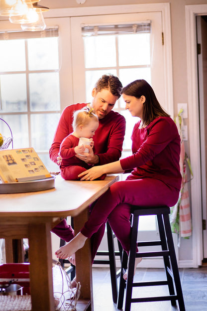 Women's organic cotton pajama set in maroon