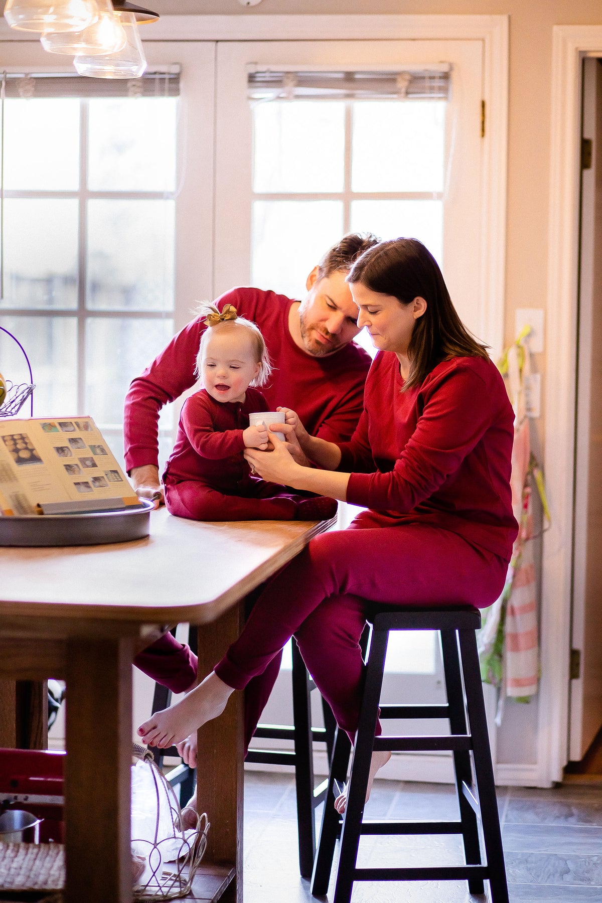 Women's organic cotton pajama set in maroon