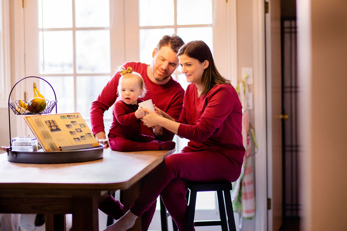 Women's organic cotton pajama set in maroon