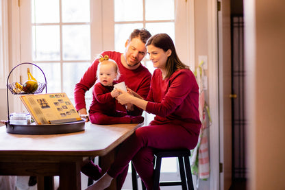 Women's organic cotton pajama set in maroon