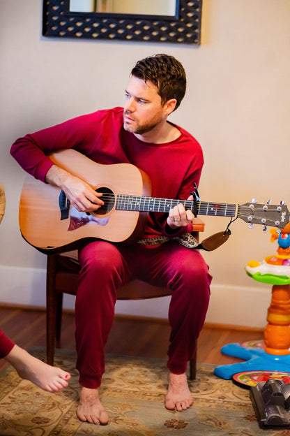 Women's organic cotton pajama set in maroon