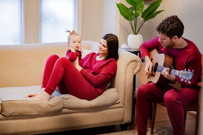 Women's organic cotton pajama set in maroon