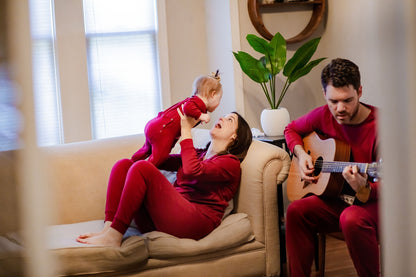 Women's organic cotton pajama set in maroon